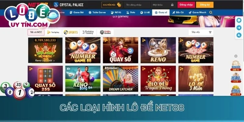 Các loại hình lô đề Net88