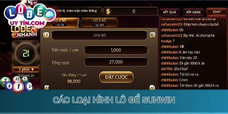 Các loại hình lô đề Sunwin
