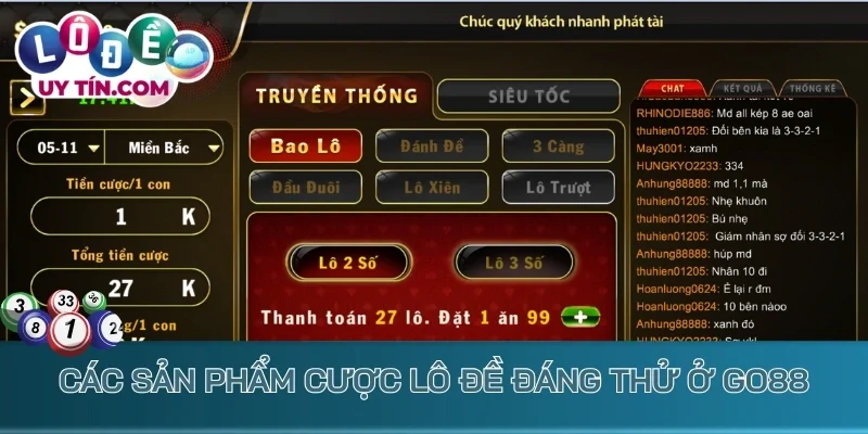 Các sản phẩm cược lô đề đáng thử ở Go88