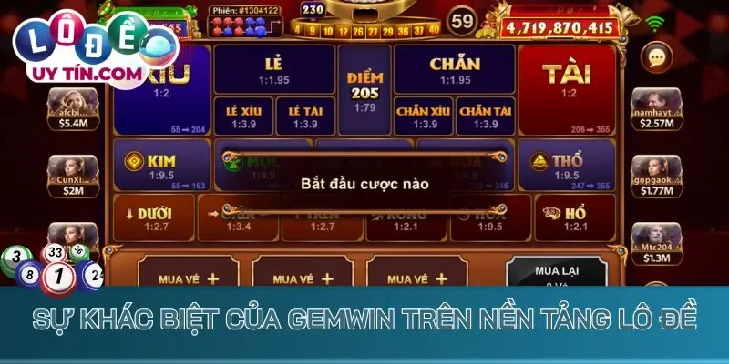 Sự khác biệt của Gemwin trên nền tảng lô đề